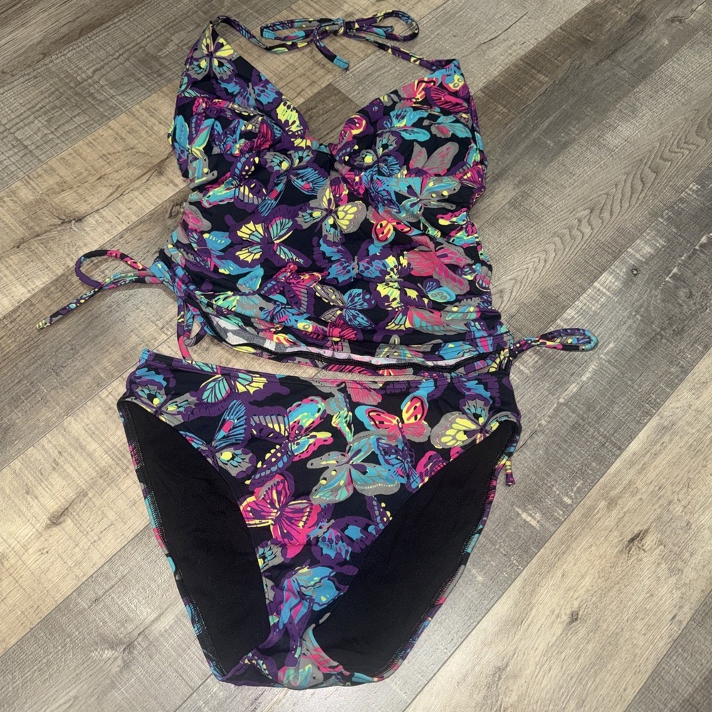 Victoria's Secret Multicolor Butterfly Tankini size 36D Top M Bottom
